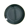 10 Pack | 10" Glossy Hunter Emerald Green Round Plastic Dinner Plates With Gold Rim, Disposable Party Plates