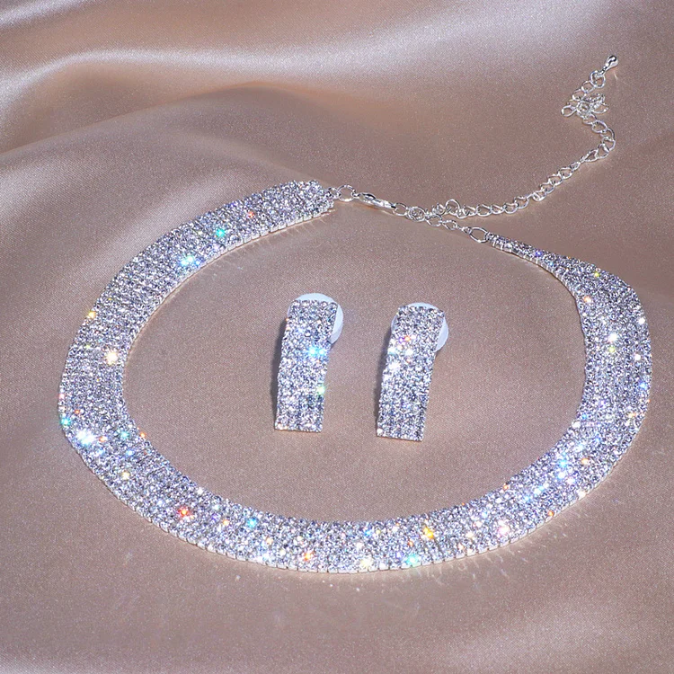 Crystal Necklace Earrings Set
