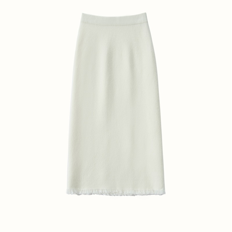 Chic Cashmere Skirt With Fringed Hem REAL SILK LIFE