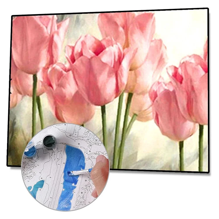 Large Full Resin Diamond Painting Pink Tulip Beautiful Flower Scenery  Rhinestone Picture Paste DIY Mosaic Embroidery 