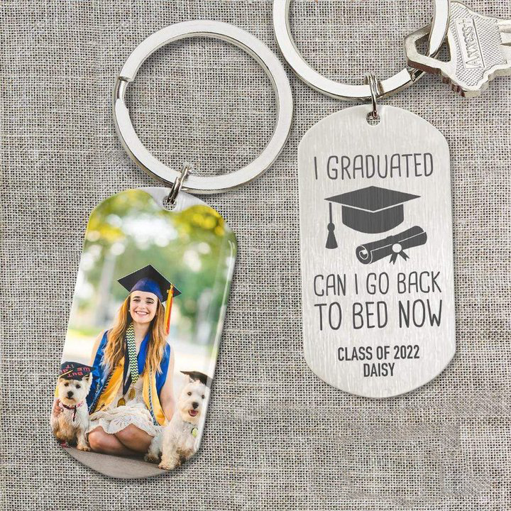 ‘I Graduated Can I Go Back To Bed Now’ Graduation Metal Keychain Congrats Graduate to Class 2022 Graduation gift for Graduate Friends, Family and Classmates