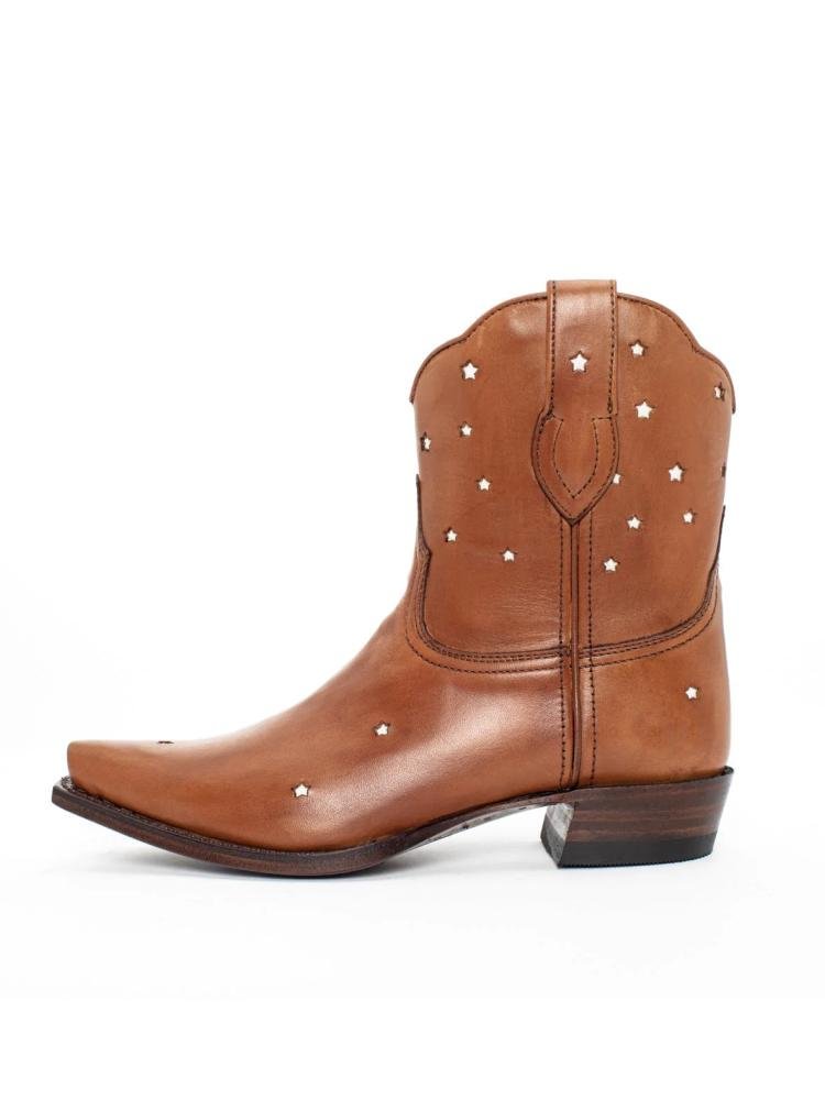 Cut-Out Stars Snip Toe Mid Slanted Heel Cowgirl Ankle Boots