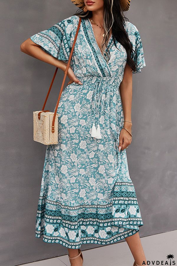 Spring/Summer V-Neck Tie Boho Dress