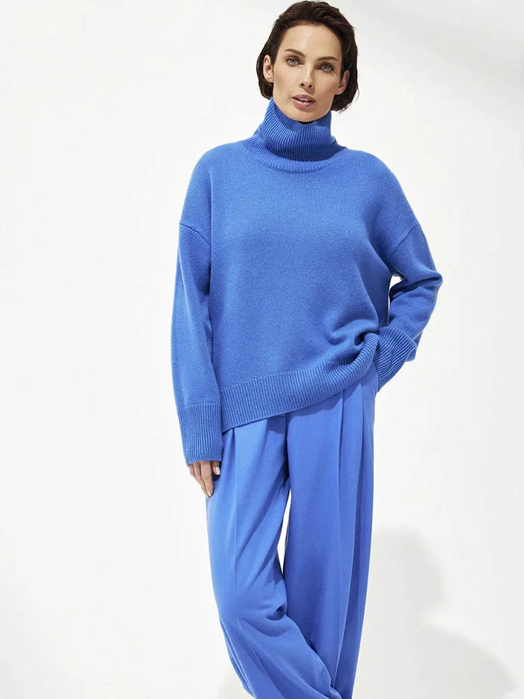 Athvotar Athvotar Multi-Color High-Necked Solid-Color Sweater Women Loose Collar Collar Collar Women's Clothing 66