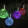 LED Solar Lamp Cracked Glass Ball Hanging Lights Waterproof Garden Decor