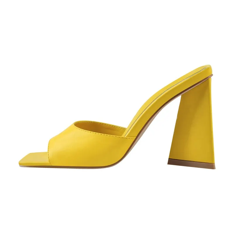 Onlymaker Women Square Toe PVC Slip on Clear High Heels Transparent Summer Concise Casual Party Dress Sandal