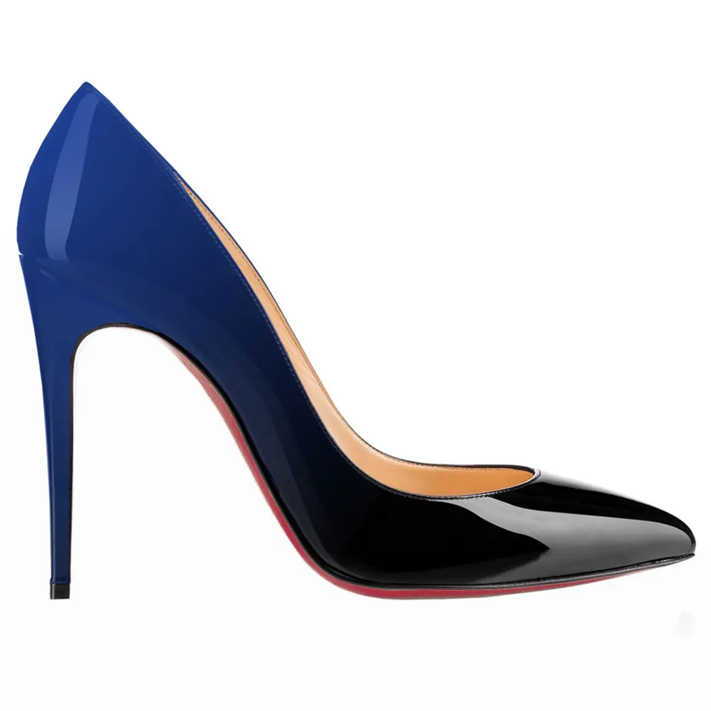 100mm Gradient Color Heels Party Daily Pumps Blue Black-vocosishoes