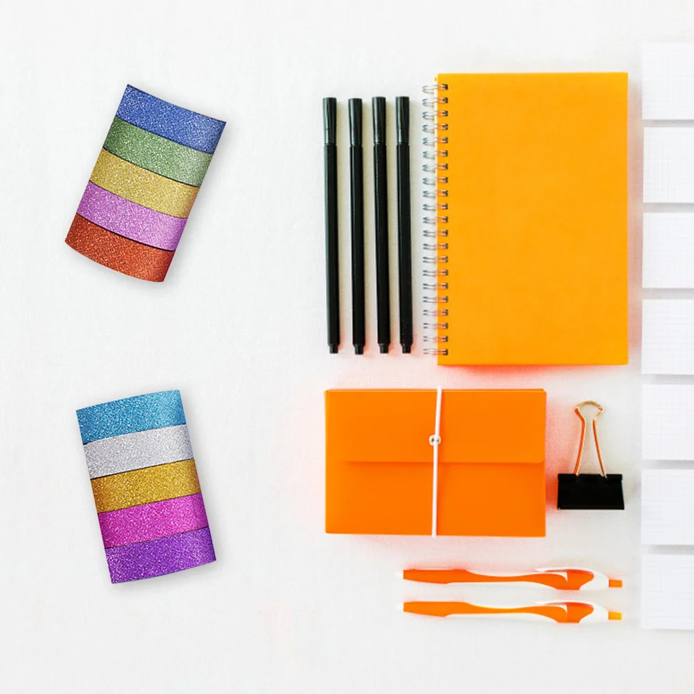 10pcs 3m*1.5cm Pure Color Printing Washi Tape Glitter Luminous Stickers