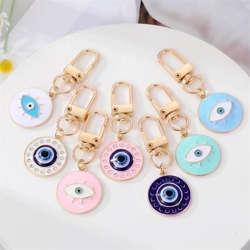 5 Pieces Fashion Colorful Oil Eyelash Eye Keychain Drill Patch Pendant Accessories