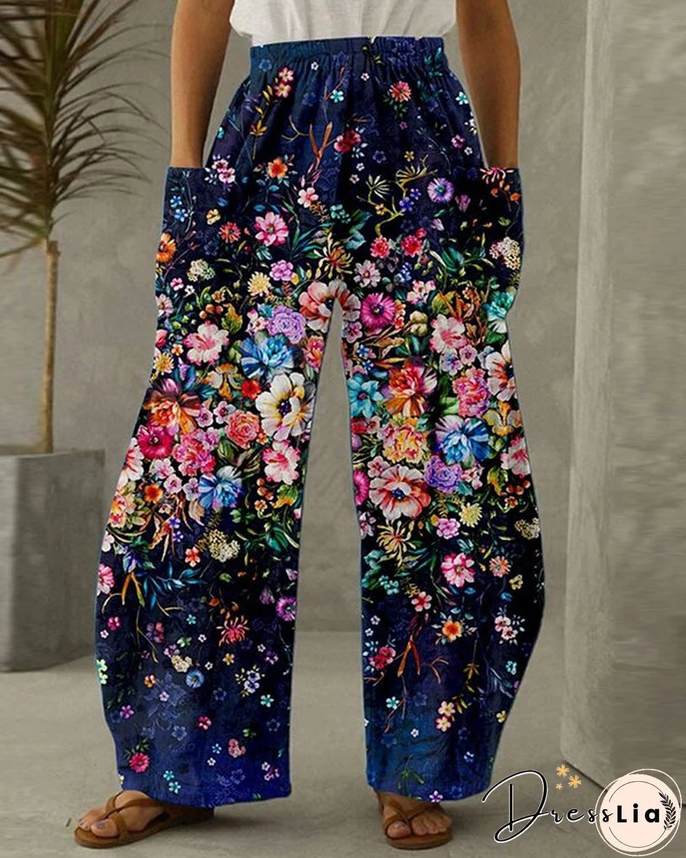 Floral Print Retro Casual Loose Pants S-5XL