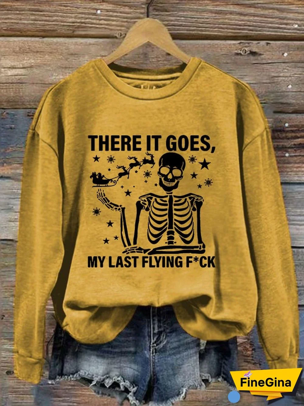 Women's Christmas There It Goes My Last Flying F*ck Print Crew Neck Sweatshirt