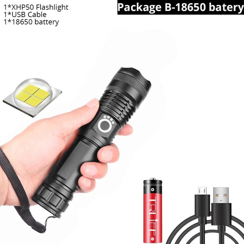 Drop Shipping xhp50.2 most powerful flashlight 5 Modes usb Zoom led torch xhp50 18650 or 26650 battery Best Camping, Outdoor