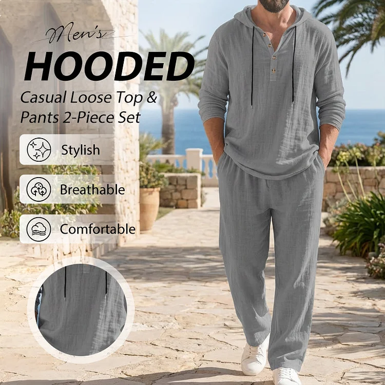 💥Hot Sale💥Men's Hooded Casual Loose Top & Pants 2-Piece Set