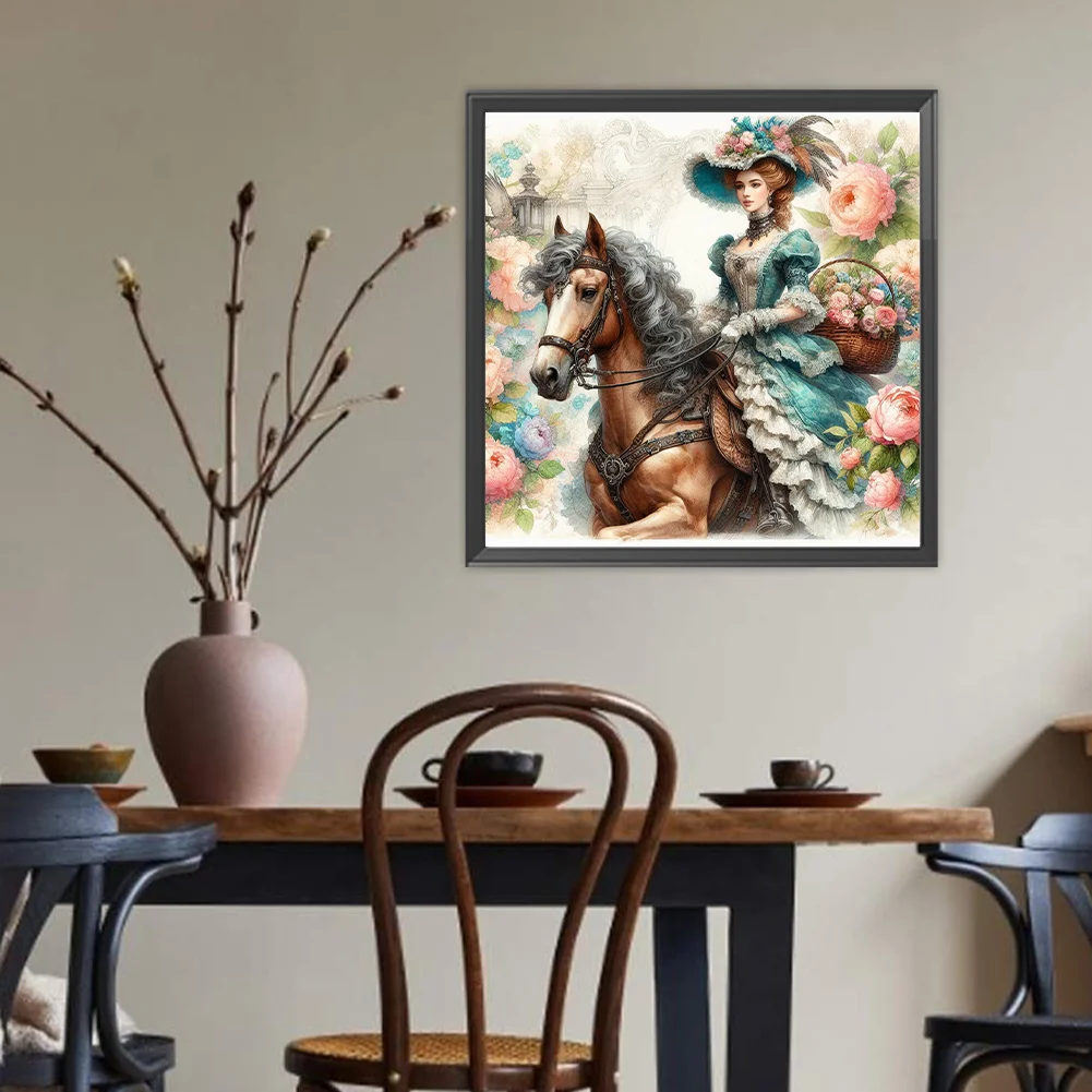 Diamond Painting - Full Round Drill - Horse Girl(Canvas|40*40cm)