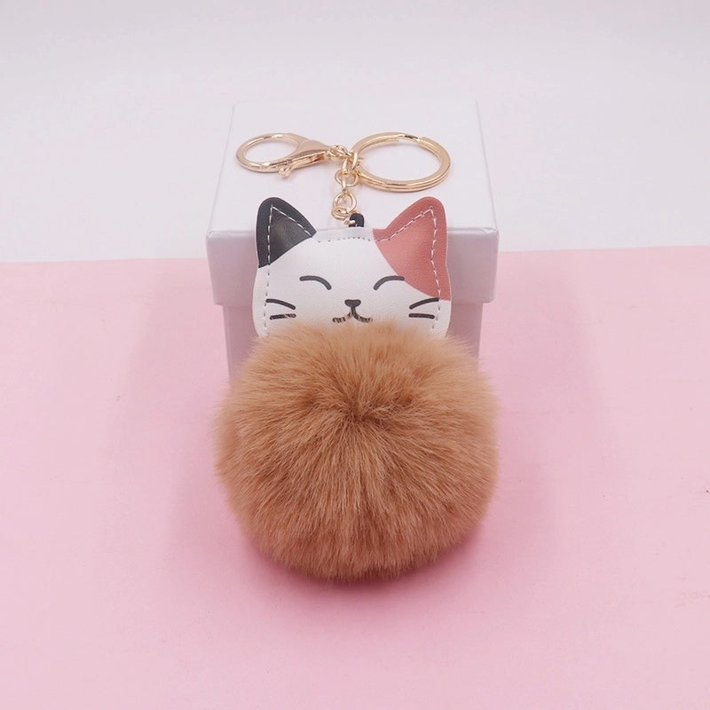Cute Cat Alloy Plush Unisex Bag Pendant Keychain 1 Piece