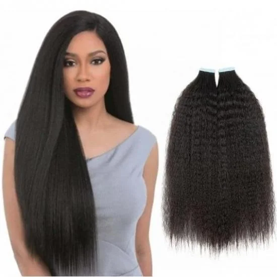 YVONNE Platinum Grade Kinky Straight 50g/pack including 20pcs Tape In Human Hair Extensions