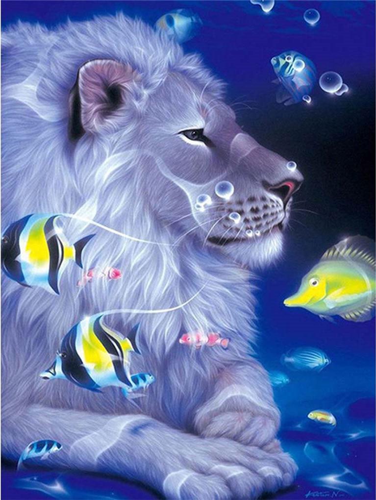 

Lion Under the Water – Paint By Numbers - 40*50CM, 501 Original