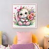 Rabbit and Flowers Full Stamped Cross Stitch Kit 18CT 2-Strand 25x25cm