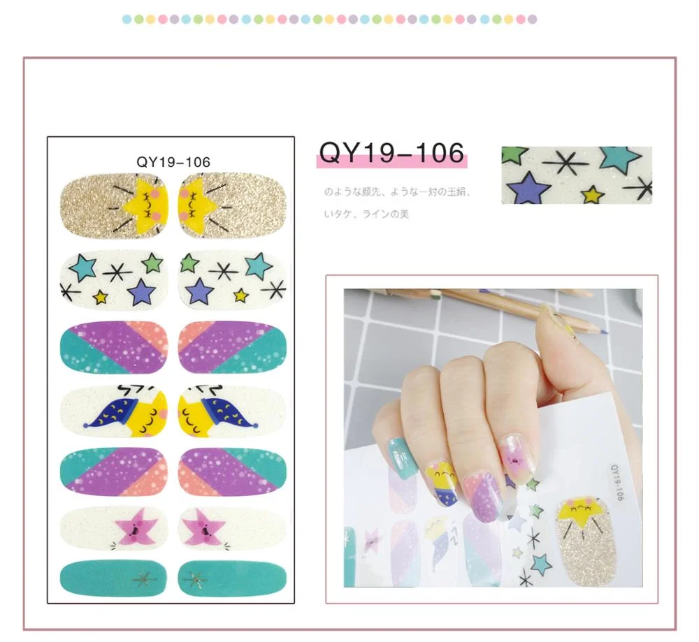 Cute Bear Water Transfer Nail Sticker Japanese Korean Style Flowers Small Fresh Manicure Decoration Funny Pattern Design 1pc-Nail Inspo