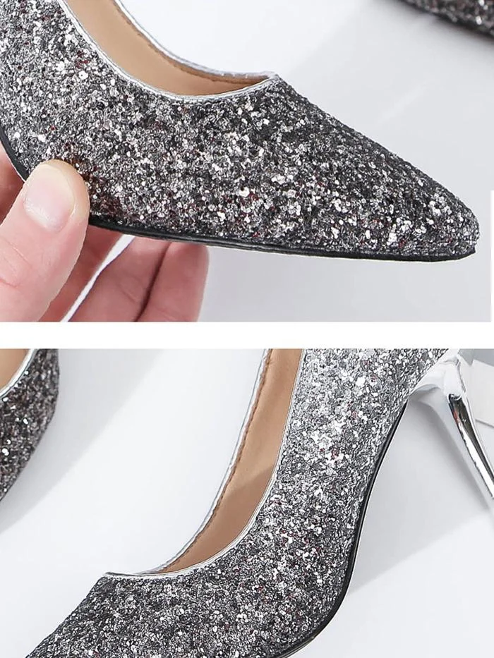 Fashion gradient sequins high point toe sexy stiletto shoes