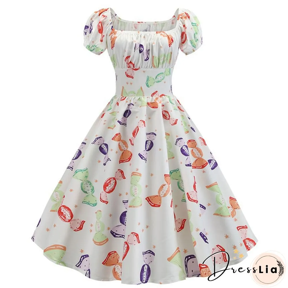 Plus Size Party Dress Rockabilly Vintage Womens Fashion Summer Casual Short Sleeve Ladies