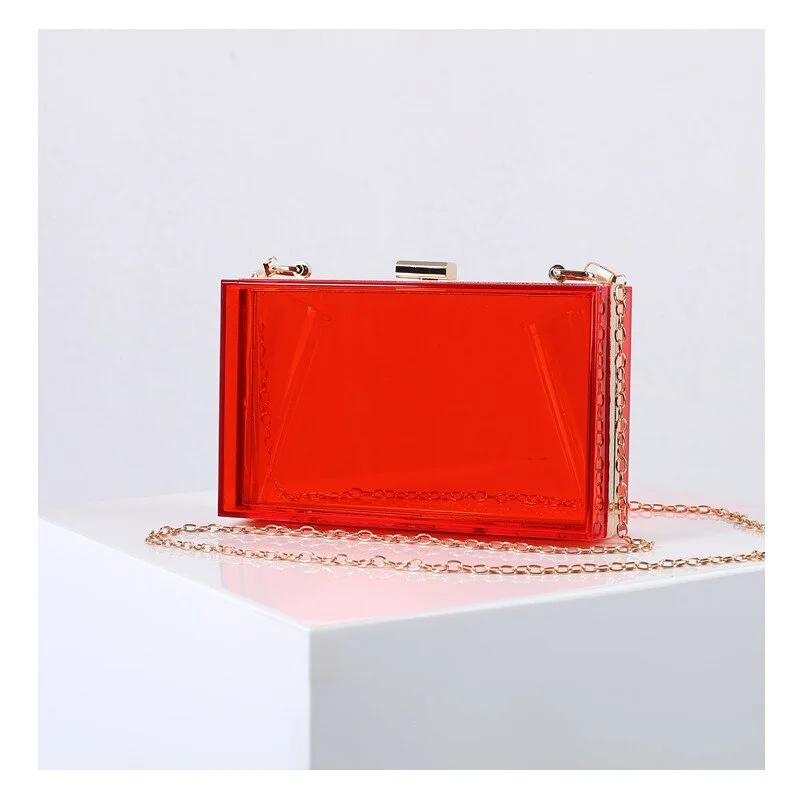 Transparent Ladies Bag 2021 Acrylic Color Box Brand Ladies Evening Dress Portable Messenger Bag Wedding Female Clutch Bag