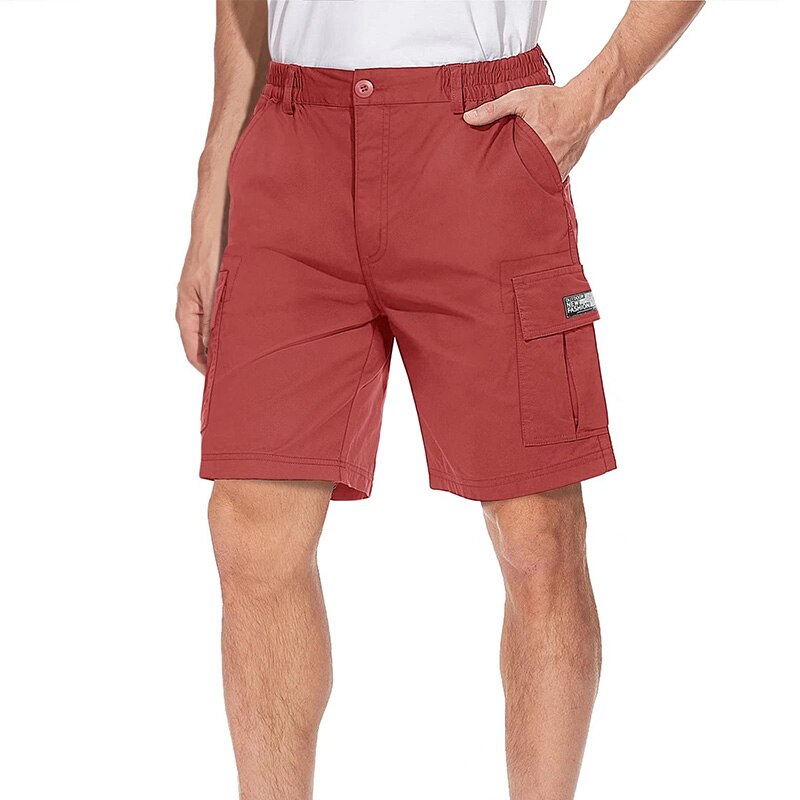 Men's Cotton Summer Lightweight Soft Casual Twill Elastic Baggy Multi-Pockets Ripstop Cargo Work Shorts