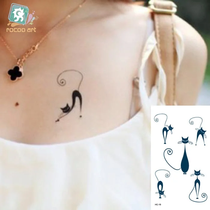 Small Temporary Tattoo Sticker G-dragon Same Black Smiling face Cat Star Pattern Water Transfer Body Art Fake Tatoo Women