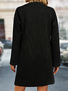 Elegant Women's Suede Open Front Long Sleeve Jacket with Pockets for Fall & Winter Outerwear