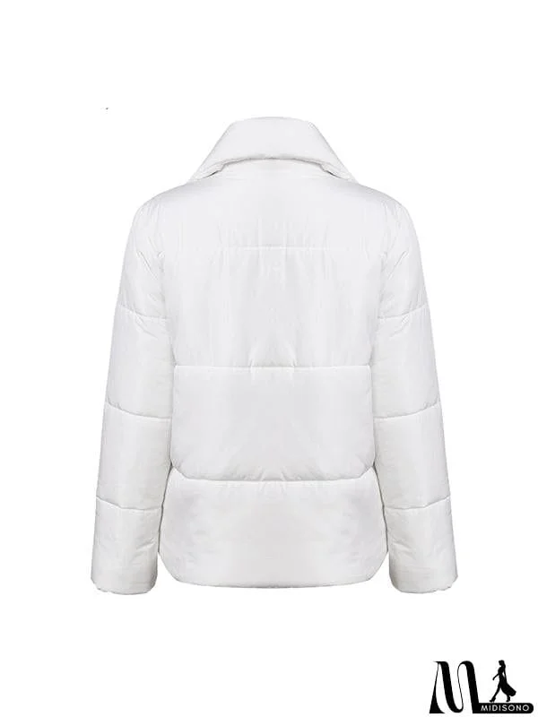 MidiSono - Turndown Collar Loose Parka Casual Thick Warm Jacket