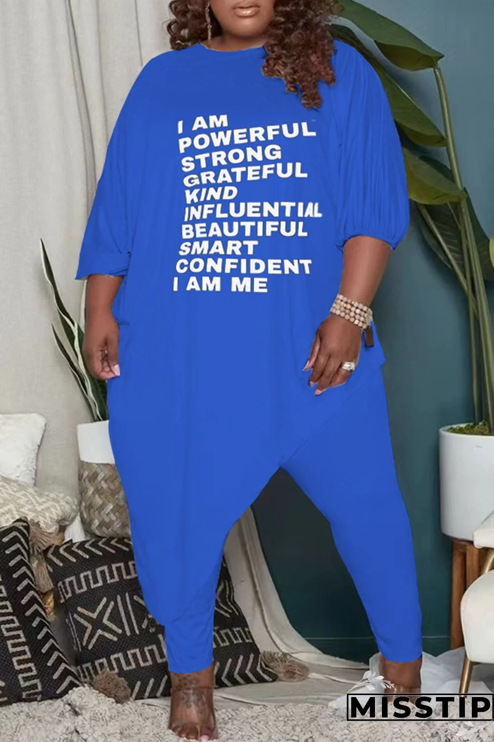 Black Casual Letter Print Asymmetrical O Neck Plus Size Two Pieces