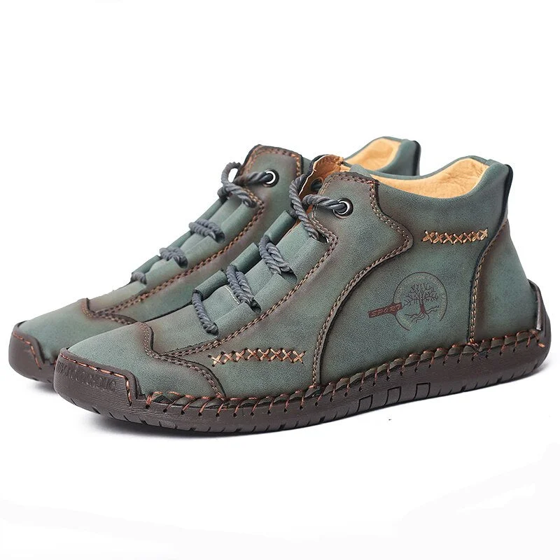 2020 Fashion Winter Men Boots Leather Handmade Ankle Boots Blue Outdoor Autumn Boots Men Casual Leather Shoes Men