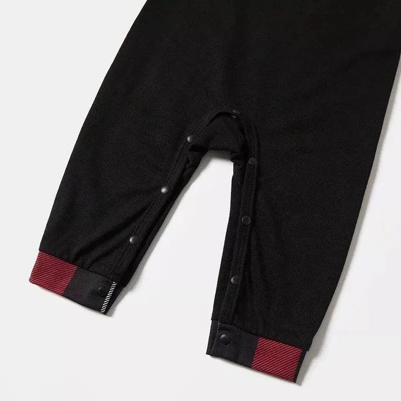 Christmas Tree & "Making Memories Together" Patterned Plaid Sleeve Contrast Tops and Red & Black & White Plaid Pants Family Matching Pajamas Set With Dog Bandana