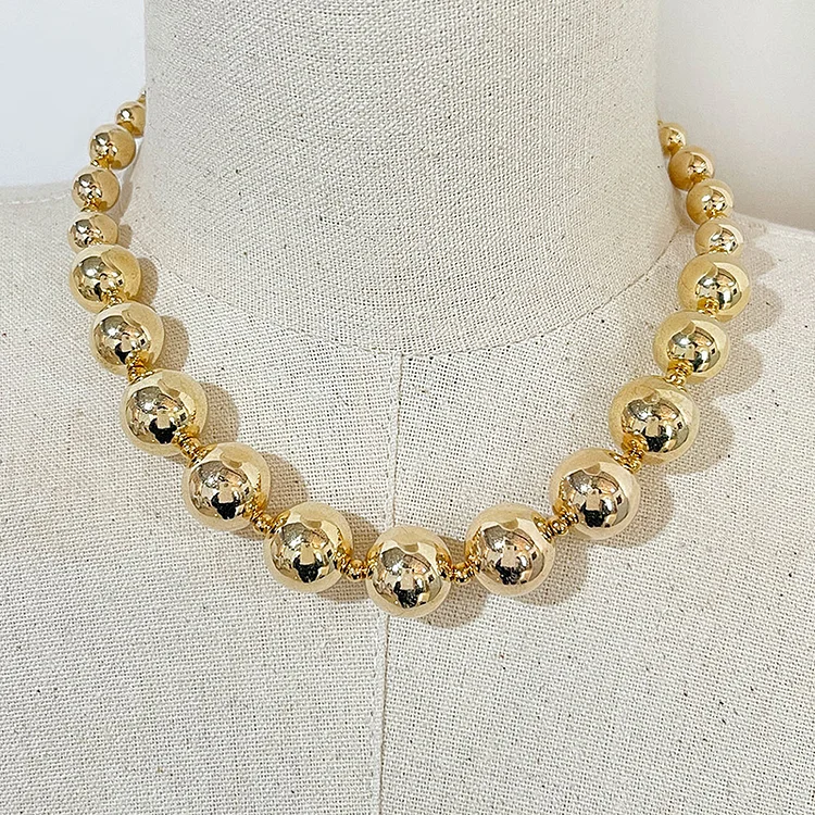 Party Beaded Gold Stainless Steel Circle Necklaces