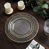 10 Pack | 7.5" Clear Hammered Design Plastic Dessert / Appetizer Plates With Gold Rim
