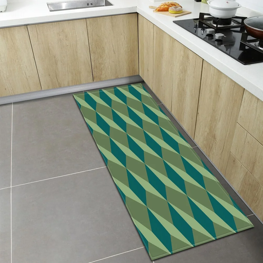 Kitchen Floor Mat Home Entrance Doormat 3D Geometry Living Room Bedroom Decoration Carpet Hallway Balcony Bathroom Anti-Slip Rug