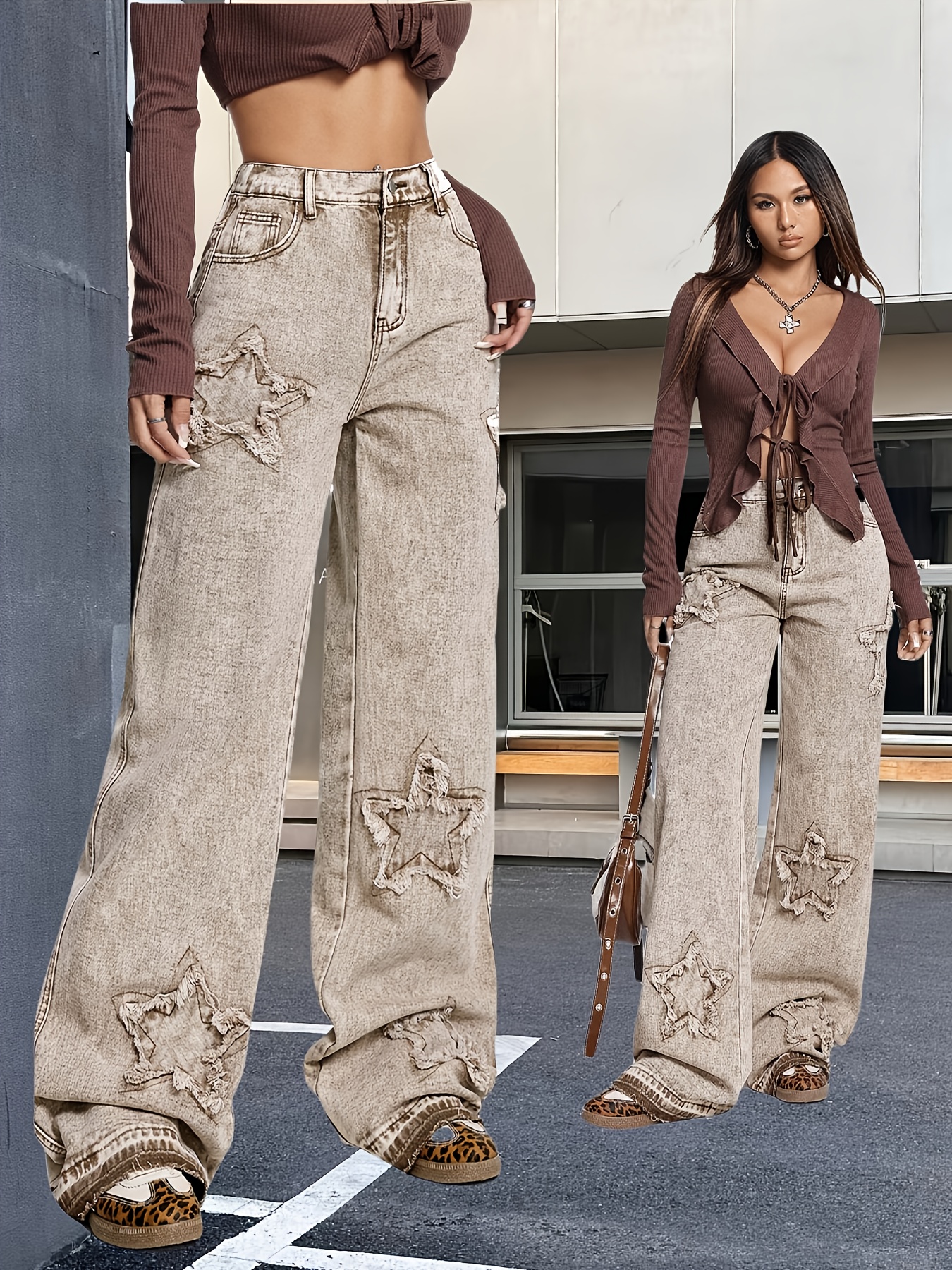 New Straight-Leg Trendy Washed Jeans Street Wide-Leg For Women Simple And Comfortable | IFYHOME