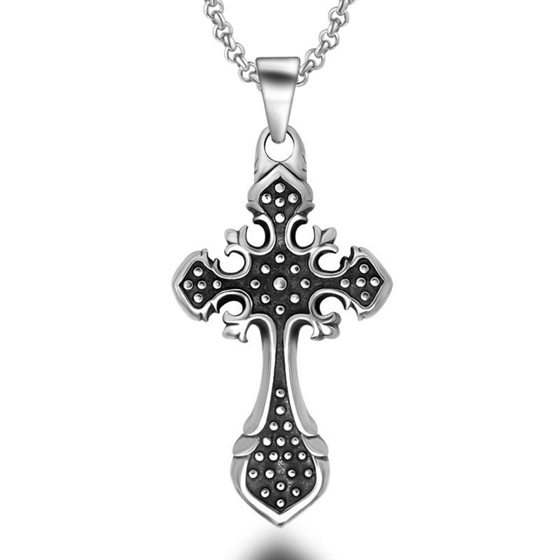 Hip-Hop Retro Punk Buddha Cross Horse 304 Stainless Steel Polishing Men's Pendant Necklace