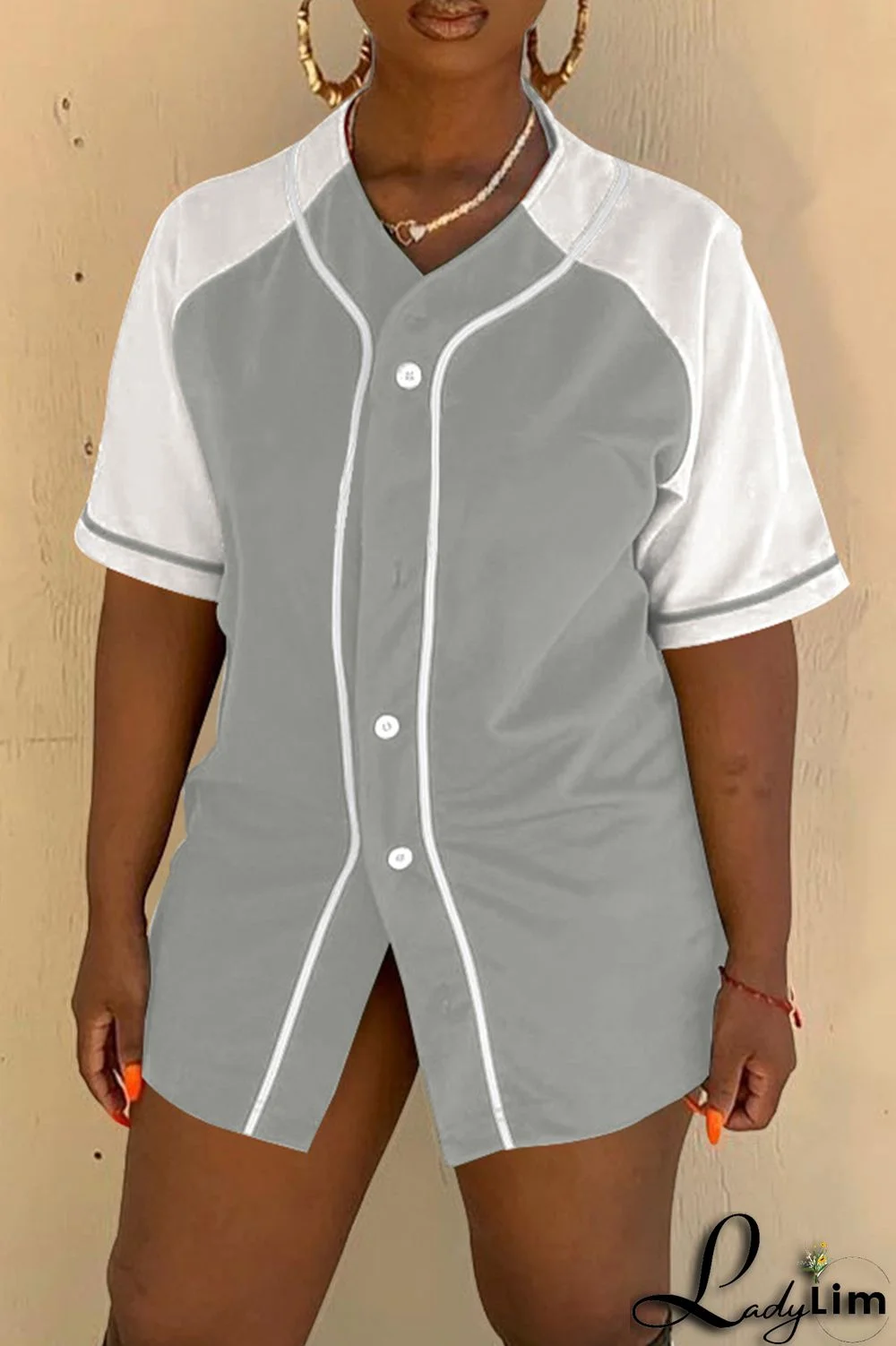 Black Fashion Casual Solid Split Joint V Neck Tops