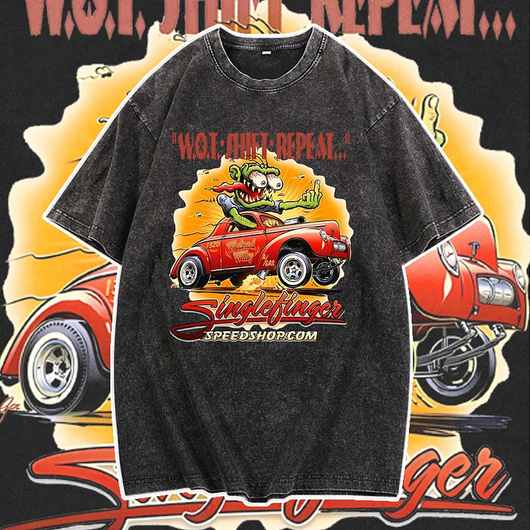 Davidhawaii100% Cotton Casual Men's Retro Modified Car Printed T-shirt-100%Cotton