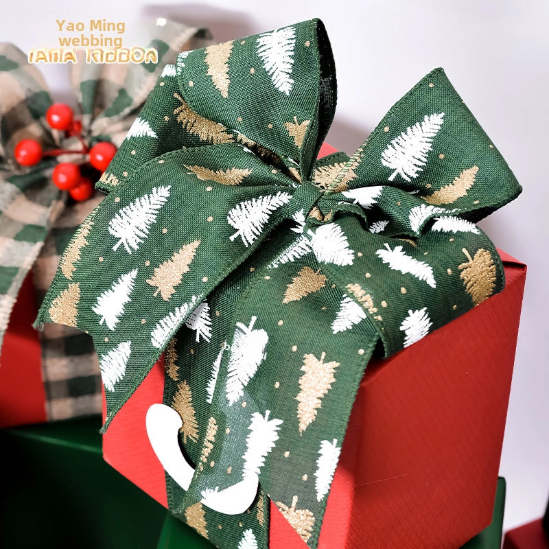 YAMA Boutique Christmas Snow Velvet Copy Edge Ribbon Christmas Decoration Ribbon Christmas Tree Gift Packaging Iron Wire Ribbon