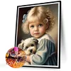 5D DIY Full Square Drill Diamond Painting Cute Pet and Girls Kit Decor 30x40cm