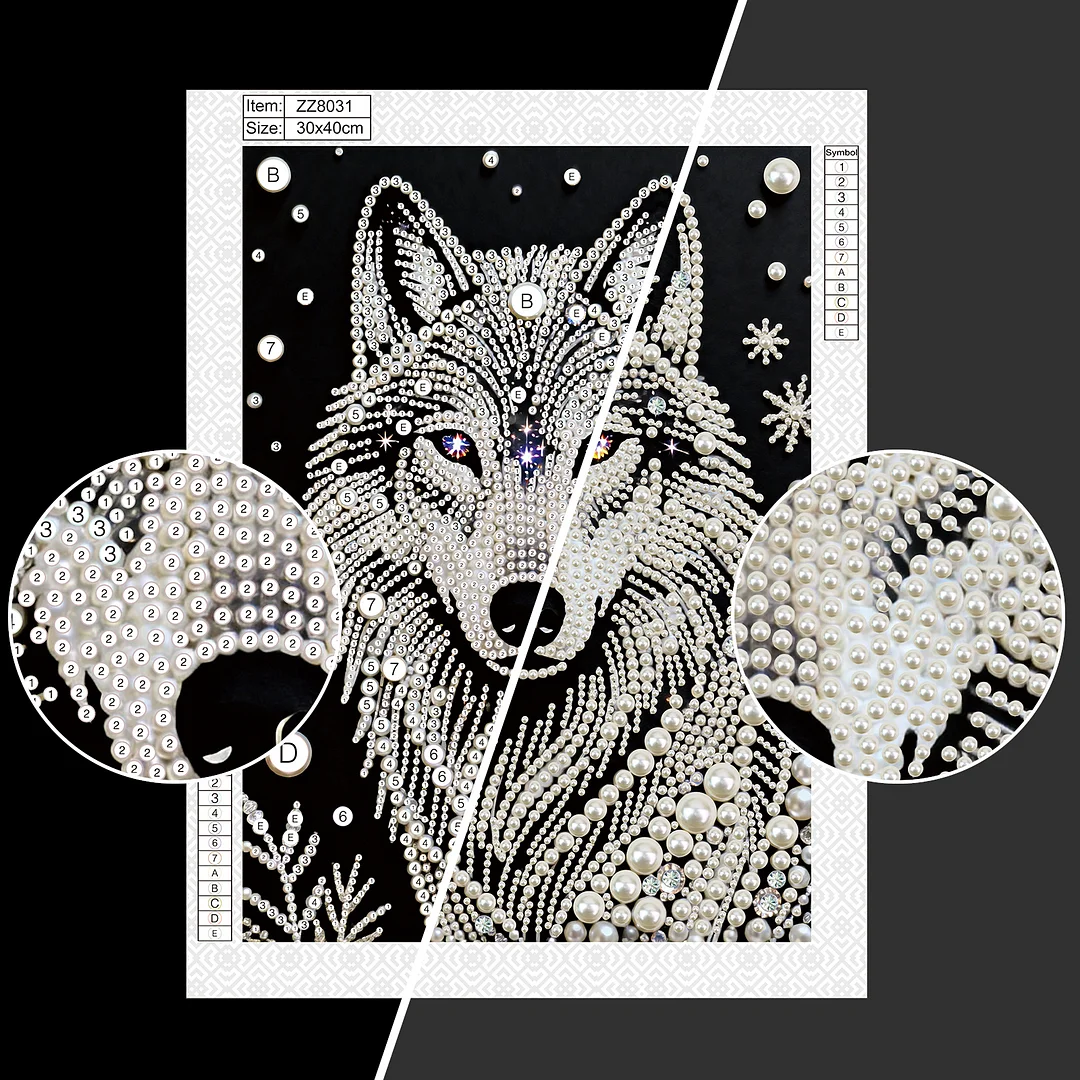 Wolf DIY Pearl Painting Kit for Adults Home Wall Decor 30x40cm Without Frame