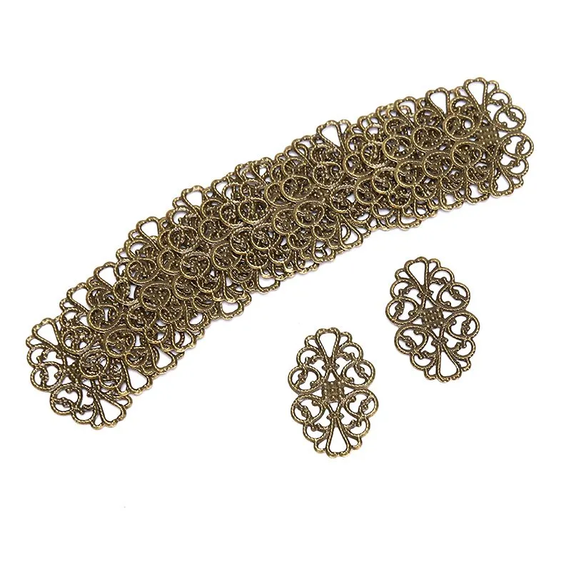 30/20/10 DIY Jewelry Earrings Stud Pin Filigree Flower Wraps Connectors DIY Jewelry Making Accessories Metal Crafts Decoration