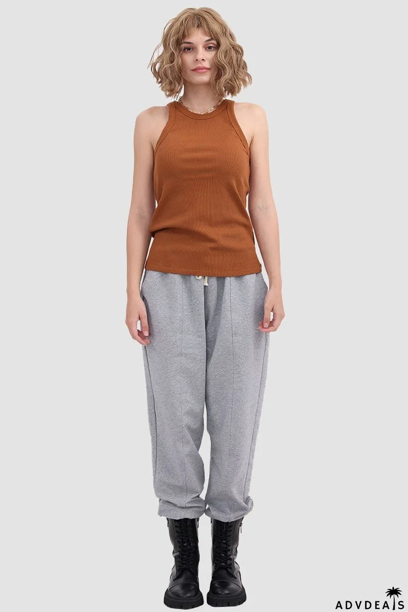 Round Neck Sleeveless Knit Tank Top