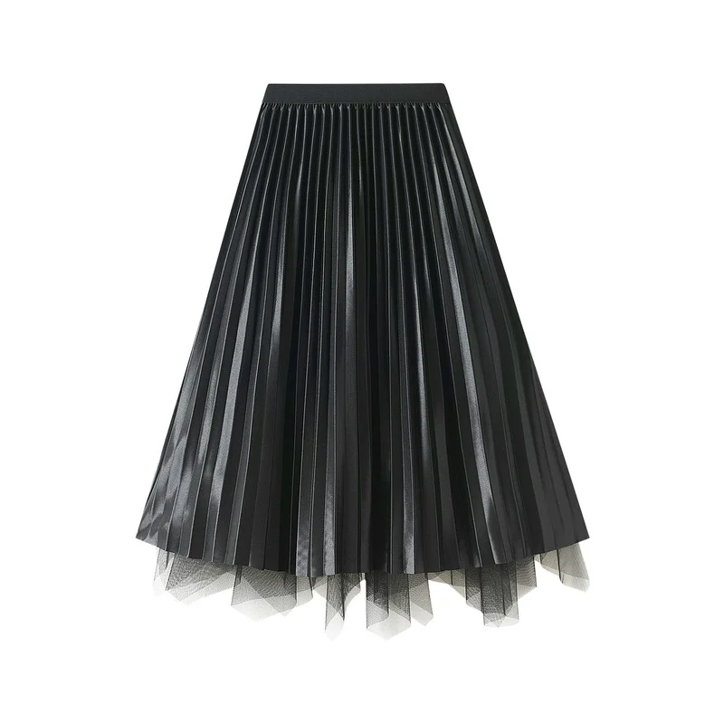 Nigikala Nigikala Yarn Dress Girl Spring New Nail Bead Irregular High Waist Front And Reverse Two Sides Wear Medium Long Yarn Skirt 2002