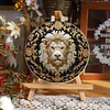 Gold Lion-DIY Embroidery Kit with Pattern Cotton Threads Needles Hoop 30*30cm/11.81*11.81in