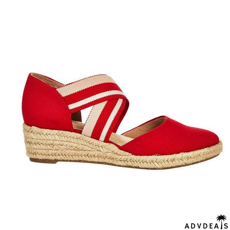 Fashion Cross Strap Wedge Heel Espadrilles Sandals for Women