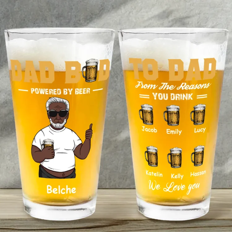 Personalized Beer Glass Dad Bod Father's Day Gifts For Best Dad