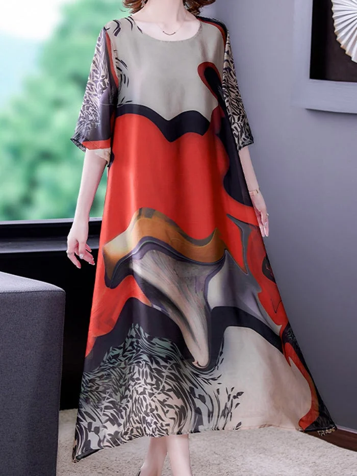Fashion Print Silk Dress